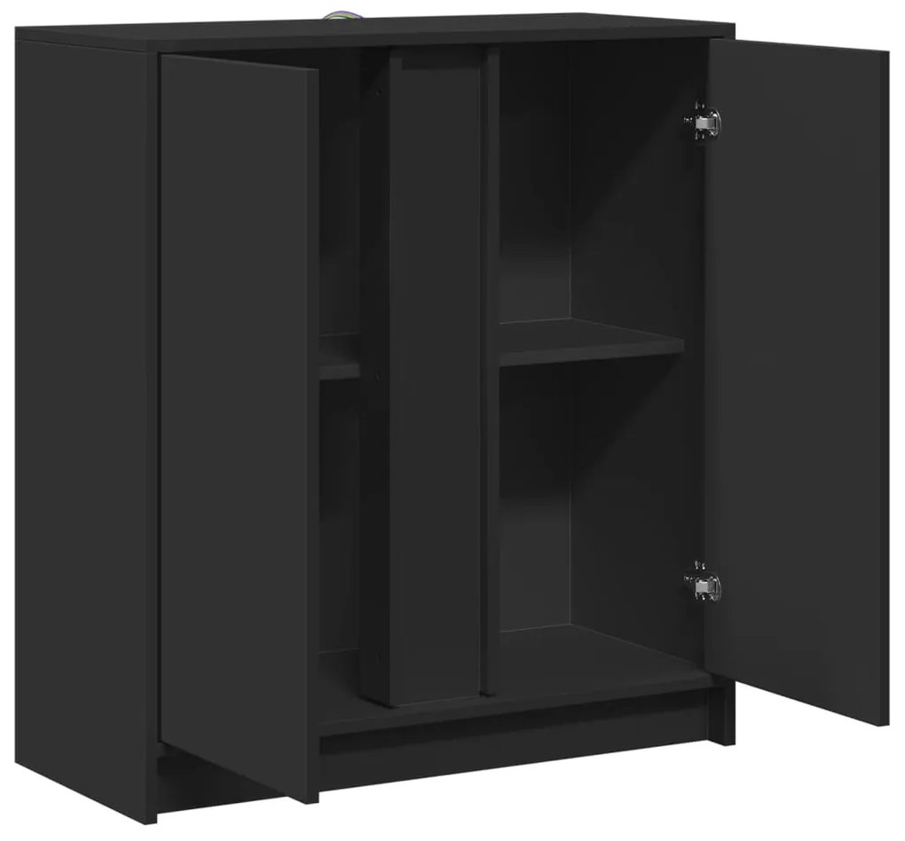 Aparador c/ luzes LED 77x34x85 cm derivados de madeira preto