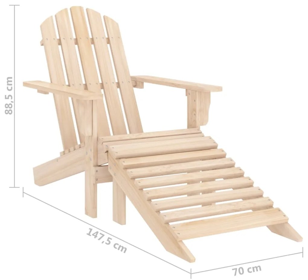 Cadeira Adirondack - Para Jardim com otomano - Em Abeto Maciço - 70x14