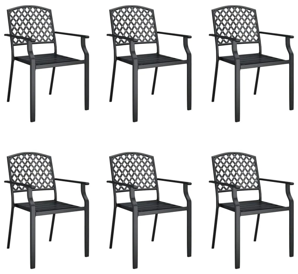 7 pcs conjunto de jantar para jardim aço antracite