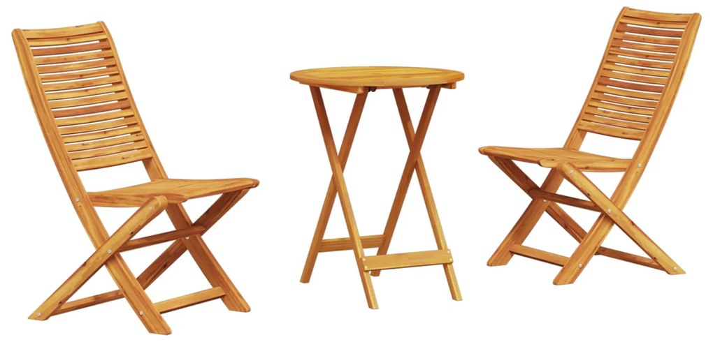 vidaXL Conjunto Bistro Dobrável 3 pcs Castanho
