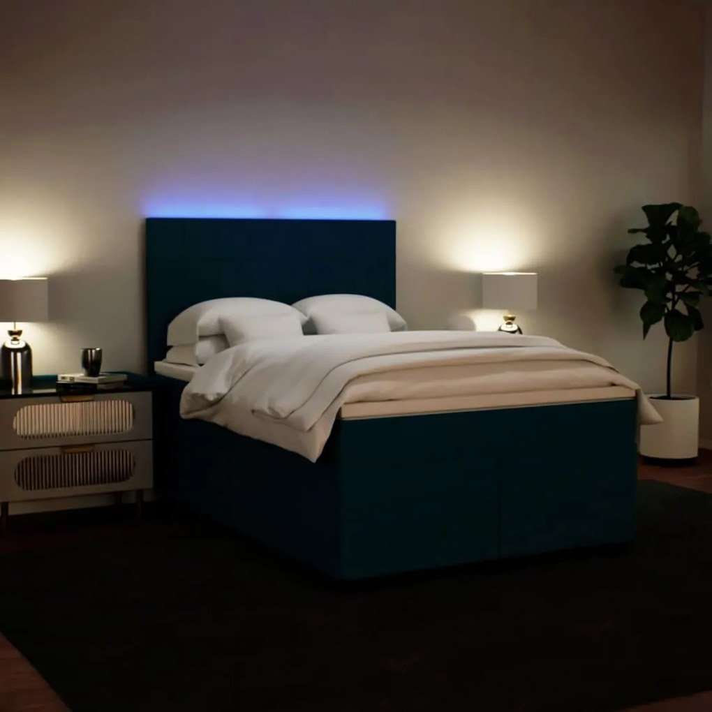 Cama com molas/colchão 140x200 cm veludo azul