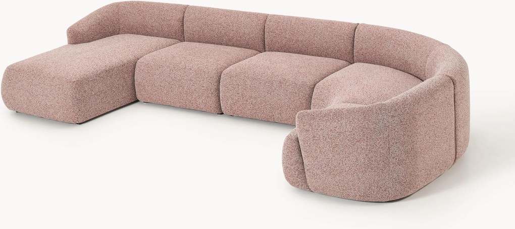 Sofá de canto comprido modular XL em bouclé Sofia