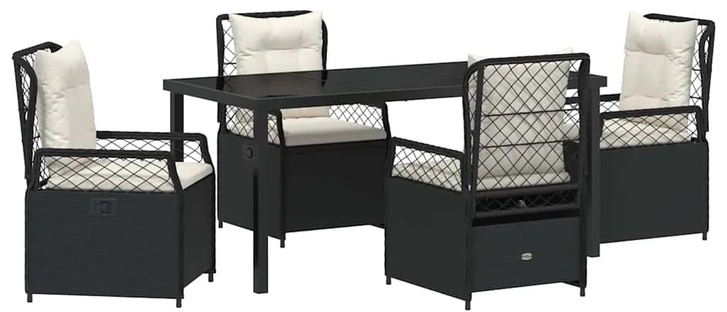 Conjunto de Jantar de Jardim 5 Peças em Rattan Sintético Preto.