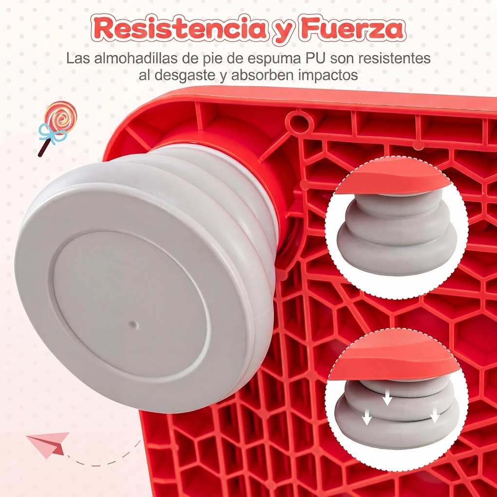 Mini-trampolim Infantil, 65 x 65 x 13 cm, Superfície Antiderrapante, Vermelho