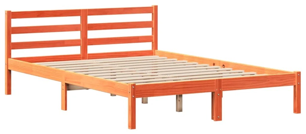 Cama sem colchão 140x190 cm pinho maciço castanho-mel