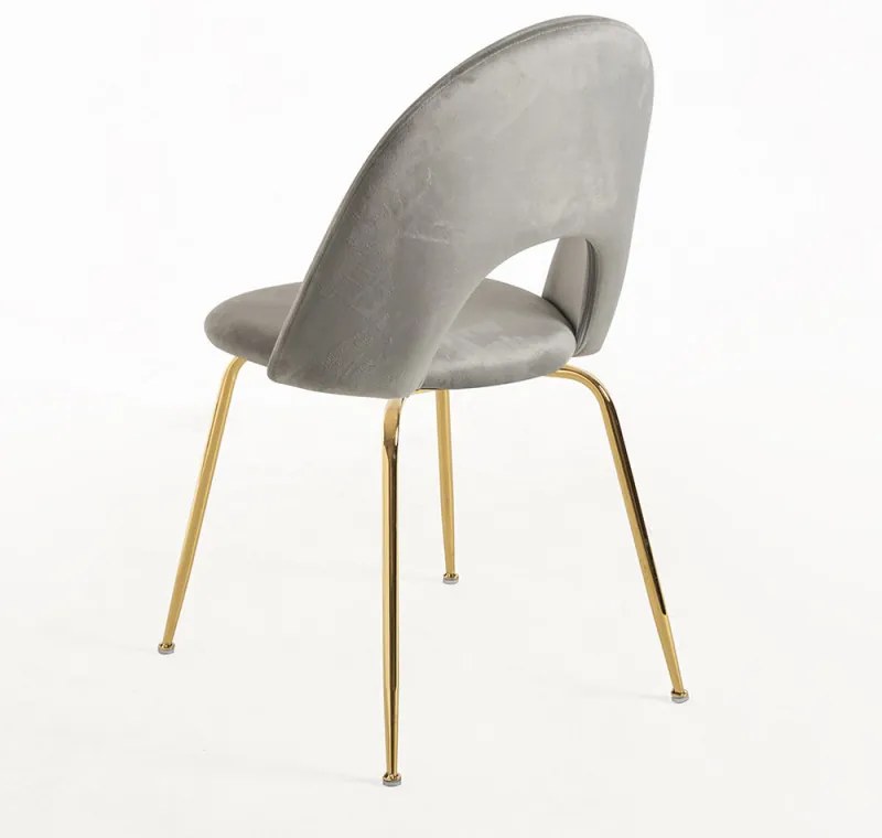 Pack 4 Cadeiras Dawa Gold Veludo - Cinza claro