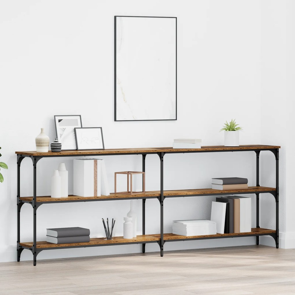 Mesa de Console Madeira Antiga 200x29x75 cm Engenharia