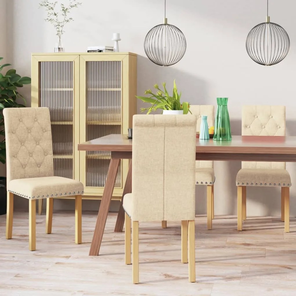 vidaXL Cadeiras de jantar 4 pcs tecido cor creme