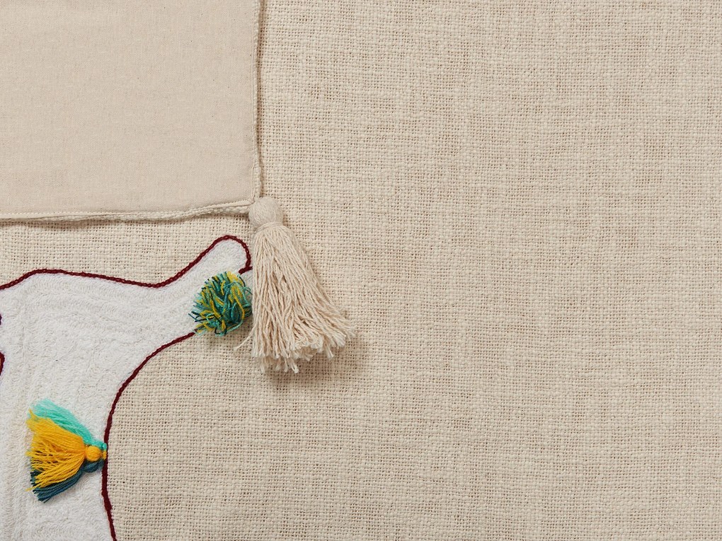 Manta decorativa em algodão creme e castanho 130 x 180 cm DEOGHAR Beliani