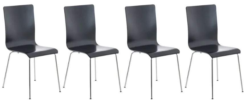 Conjunto de 4 cadeiras de cozinha e sala de jantar Pepe 43 x 87 x 47 cm Preto