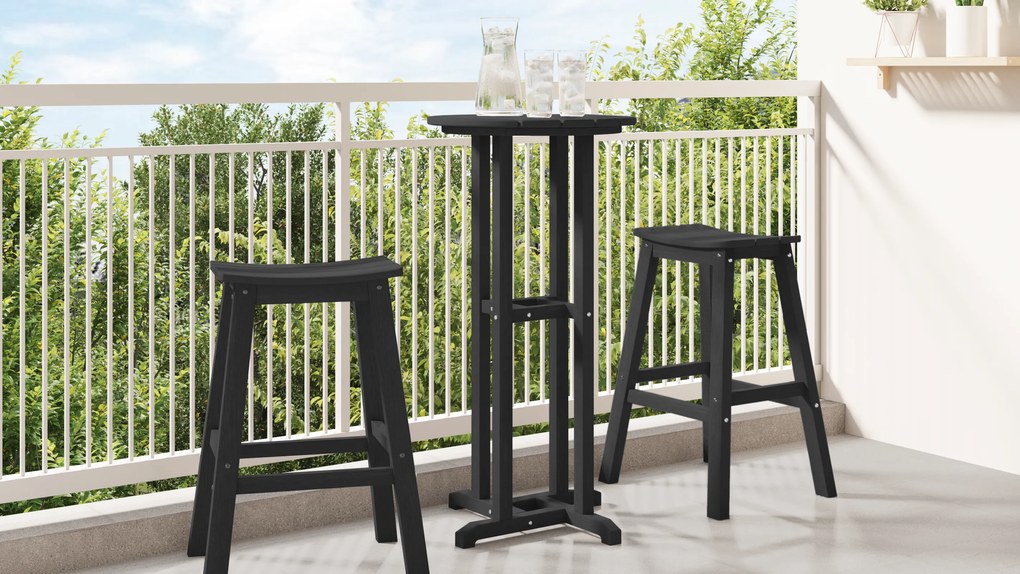 vidaXL Mesa de Bar Preta 55x55x107 cm HDPE