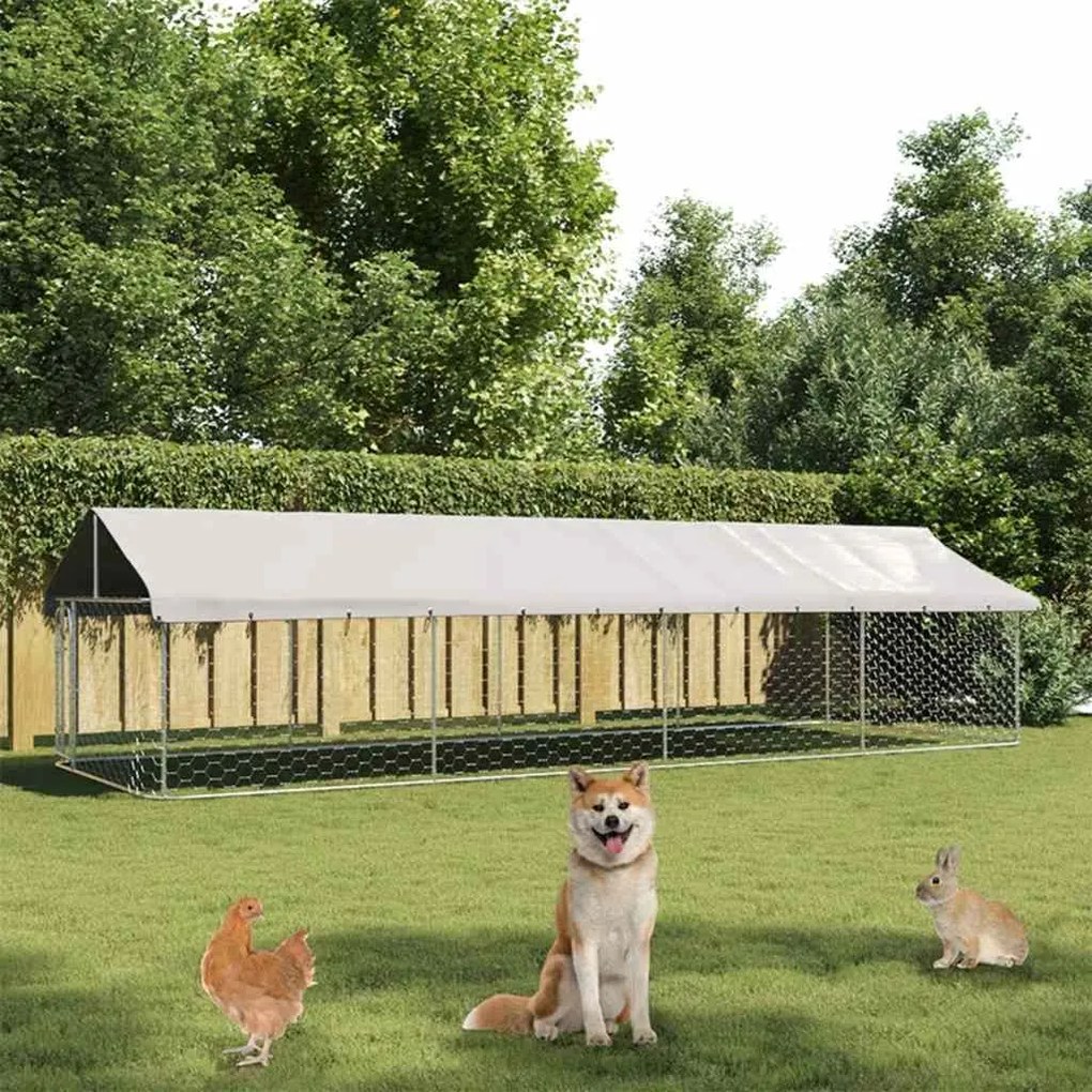 171500 vidaXL Canil de exterior com telhado 600x200x150 cm