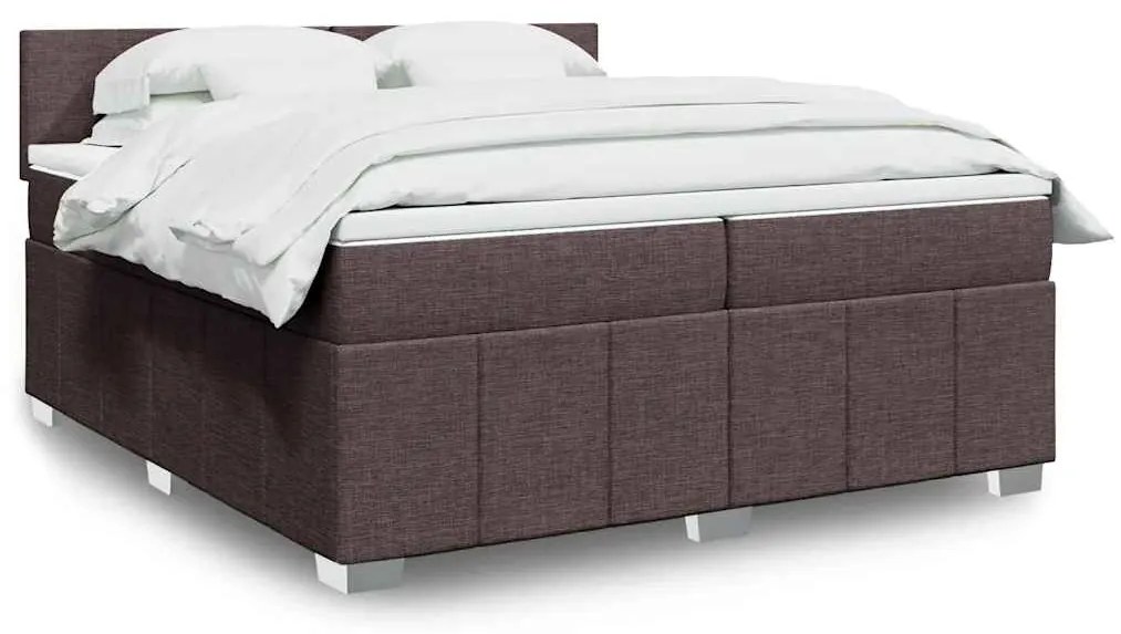 Cama com molas/colchão 200x200 cm tecido castanho-escuro