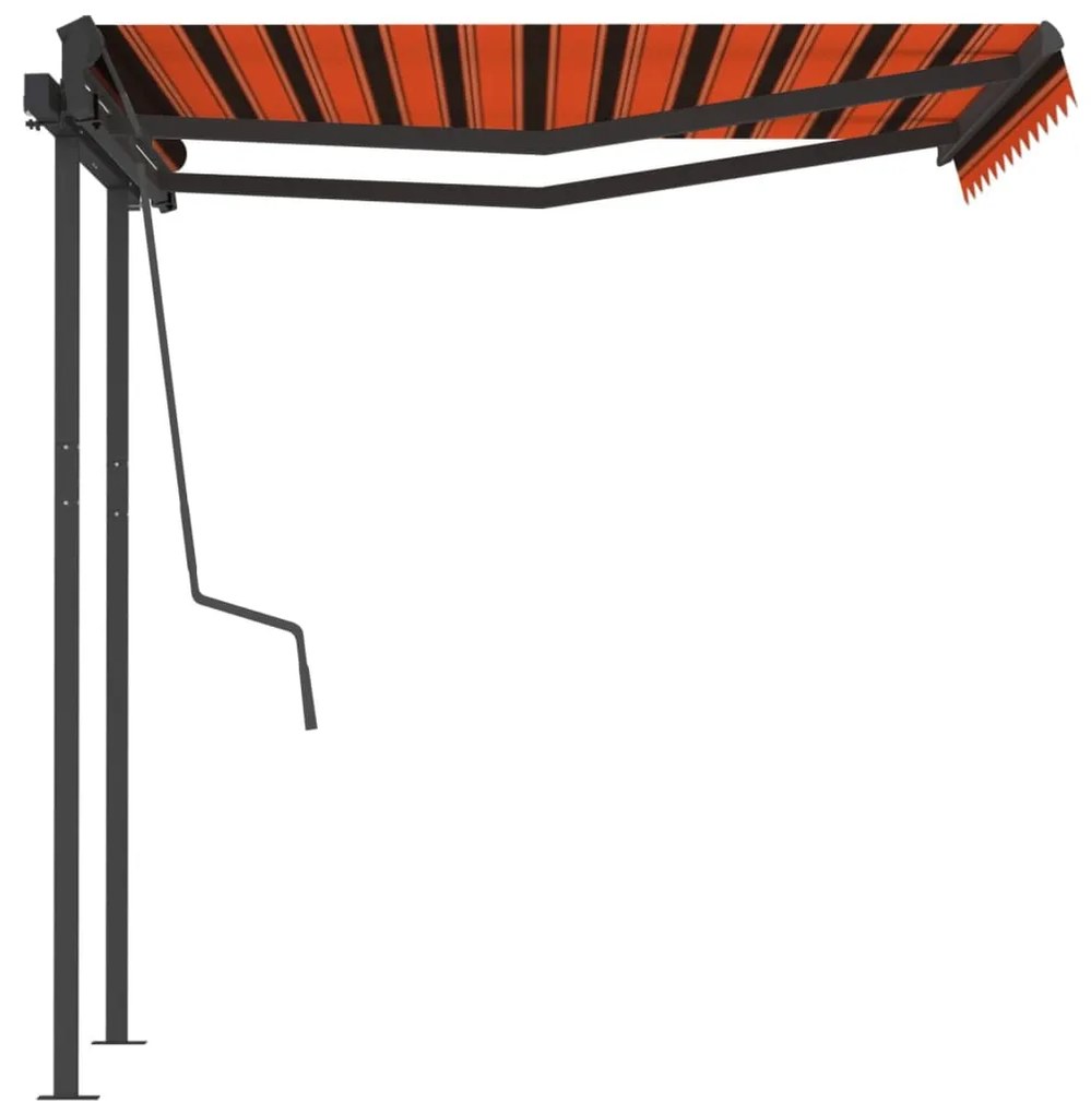 Toldo retrátil automático com postes 3,5x2,5 m laranja/castanho