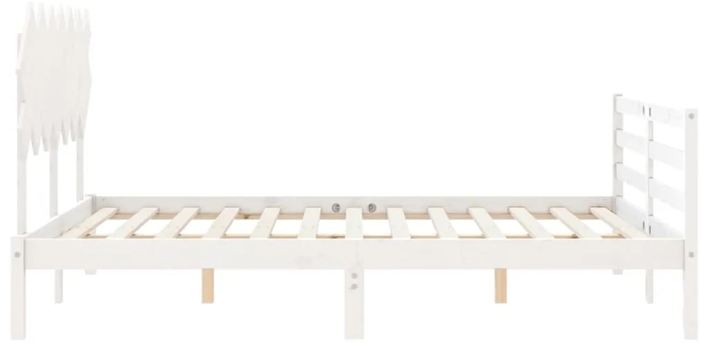 Estrutura de cama com cabeceira 140x190cm madeira maciça branco