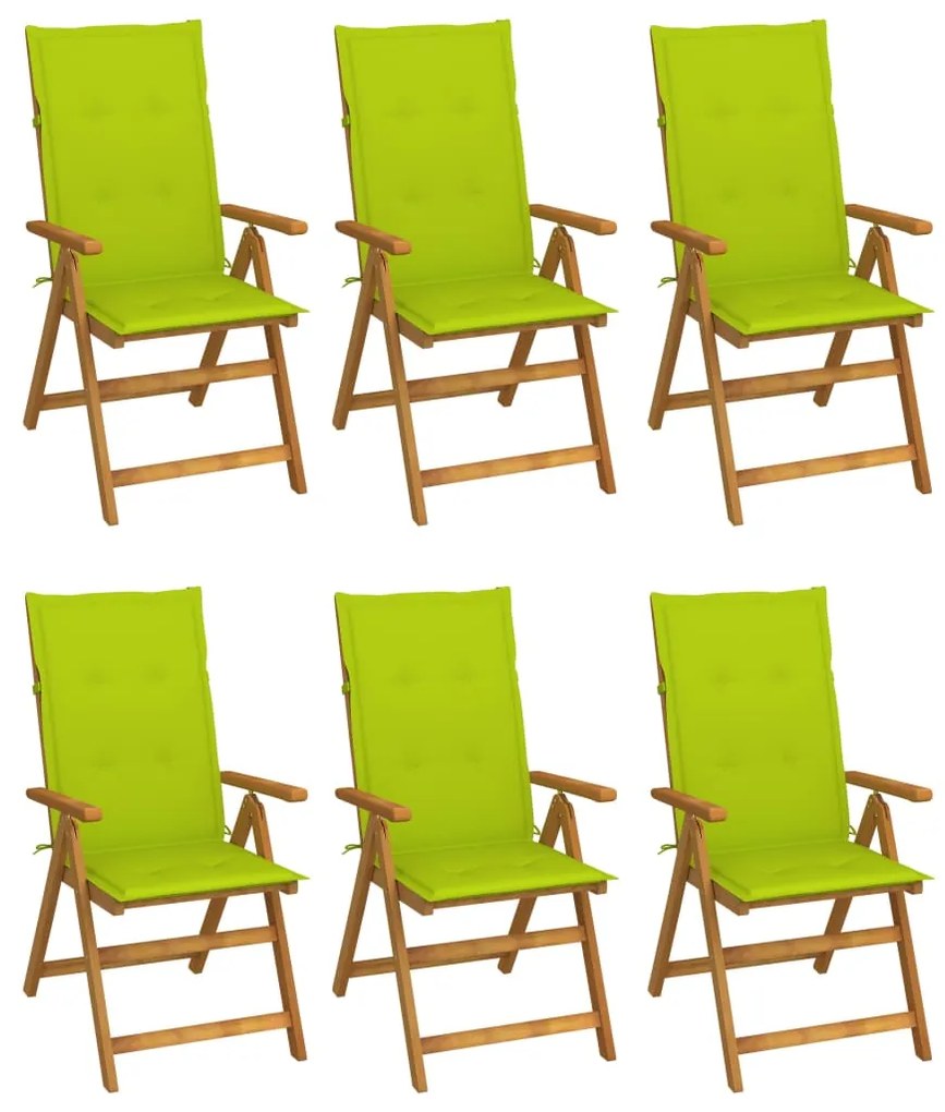 vidaXL Cadeiras de jardim dobráveis c/ almofadões 6 pcs acácia maciça