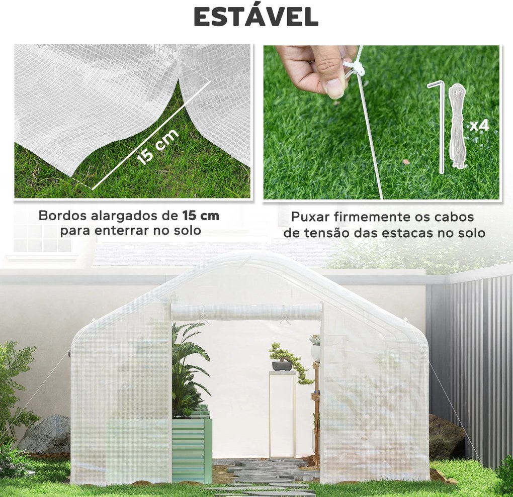 Estufa tipo Túnel 4x3x2 m Estufa de Exterior com 2 Janelas Cobertura P