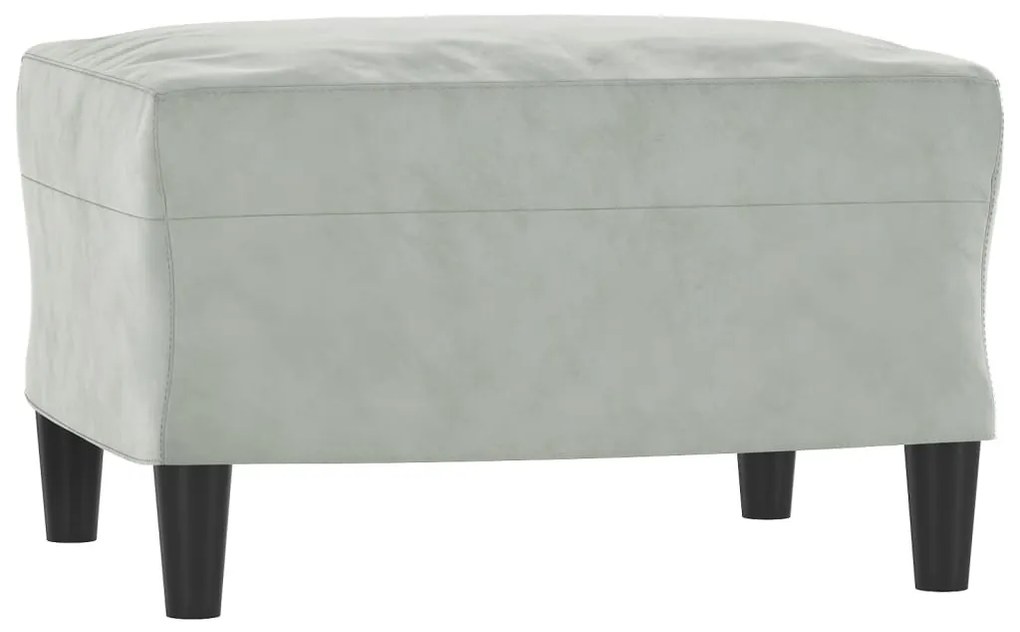 Poltrona com apoio de pés 60 cm veludo cinzento-claro