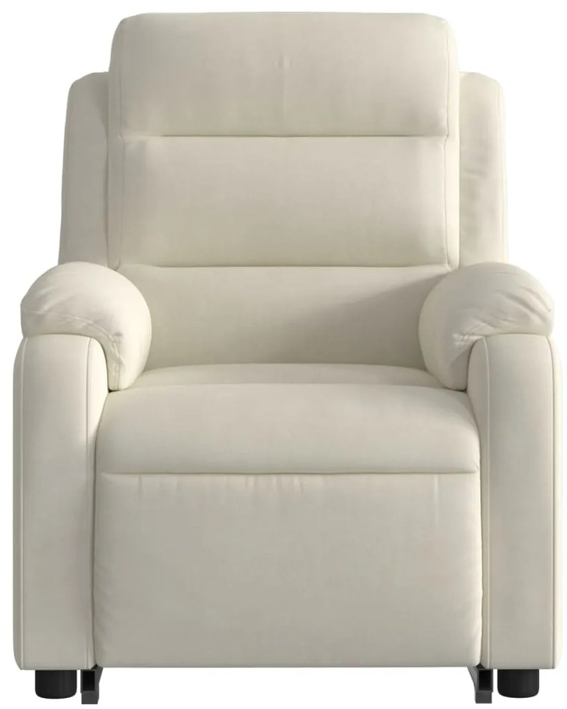 Poltrona massagens reclinável elevatória elétrica veludo creme