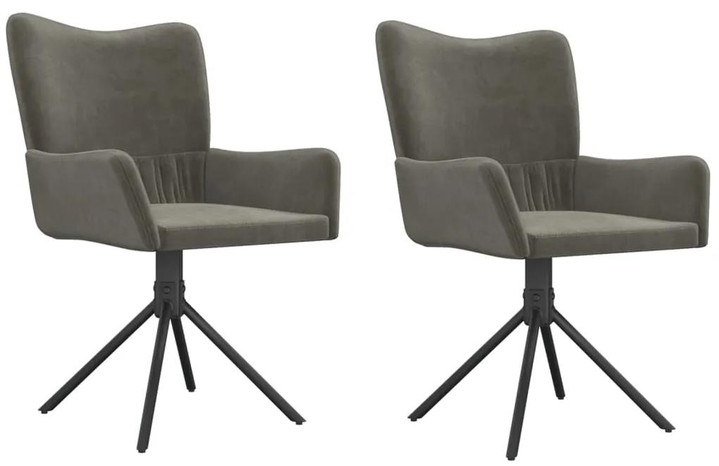 Conjunto de 2 Cadeiras Fabian Giratórias em Veludo - Cinzento Escuro -