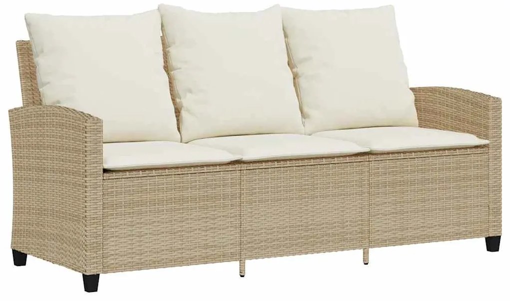 6 pcs conjunto de sofás p/ jardim com almofadões vime PE bege