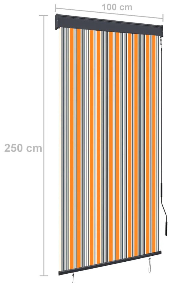 Estore de rolo para exterior 100x250 cm amarelo e azul