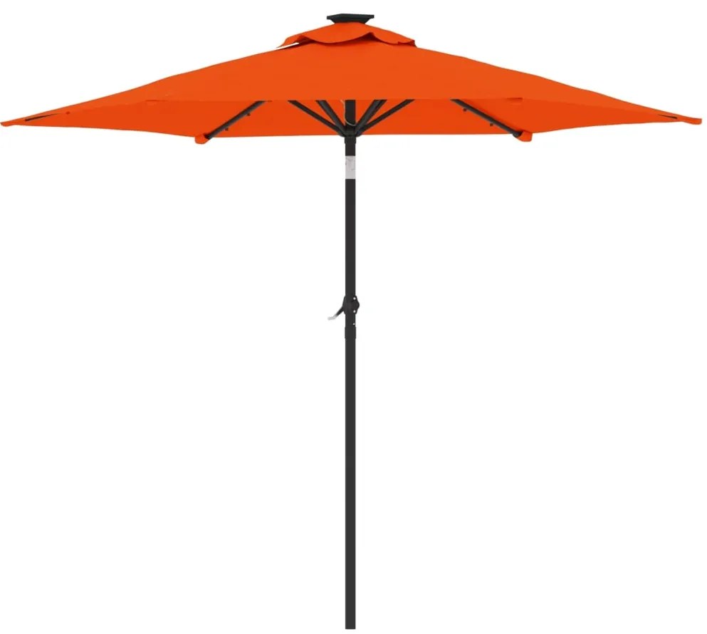 Guarda-sol jardim c/LEDs e poste de aço 225x225x212cm terracota