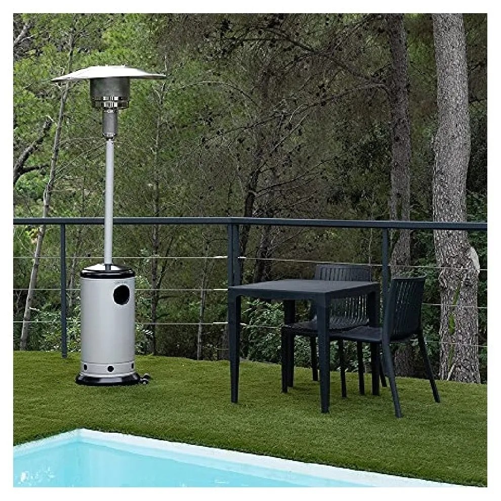 Aquecedores a gás para exteriores ReadyWarm 8800 Outdoor Microclimate 14000 W, gás butano ou propano, forma de cogumelo, termostato, aço, rodas, cober