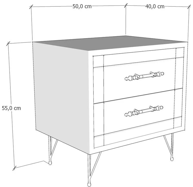 Mesa de Cabeceira Night – Branco/Preto – 50x55x40 cm
