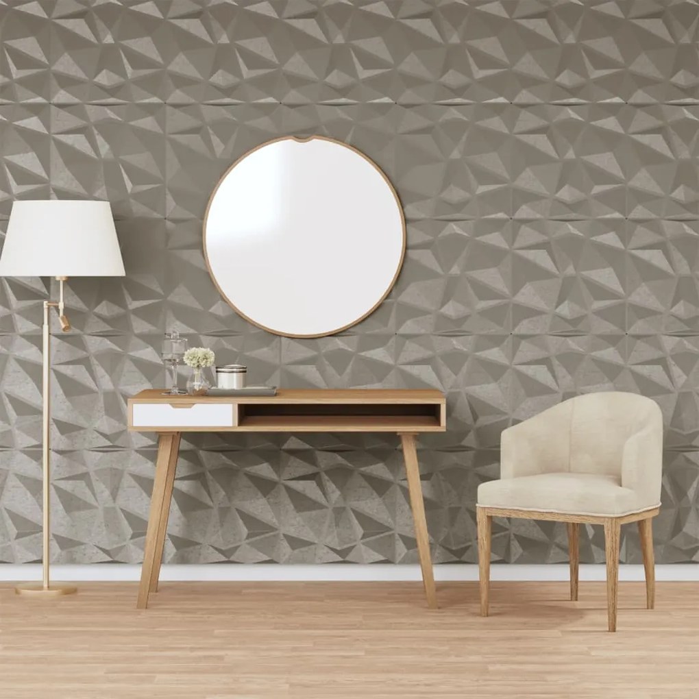 Painéis de parede 24 pcs 50x50cm 6m² XPS diamante cinza-cimento