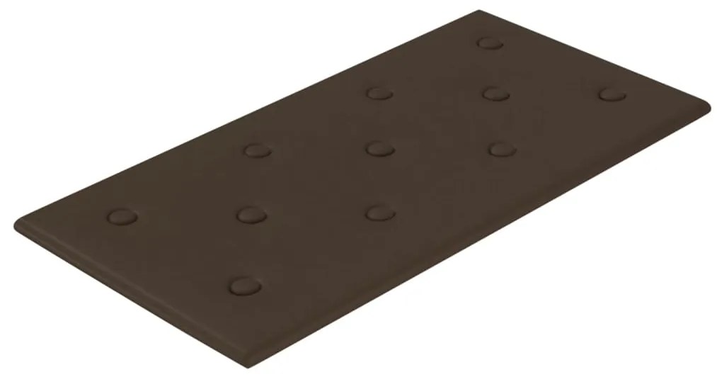 Painel parede 12 pcs 60x30 cm couro artificial 2,16 m² castanho