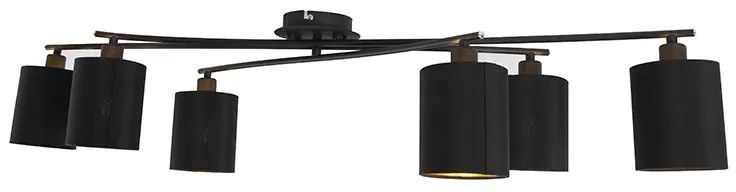 Candeeiro de teto moderno preto 6 luzes - Lofty Moderno