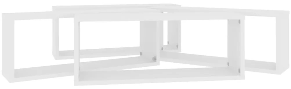 Prateleiras parede forma de cubo 4 pcs derivados madeira branco