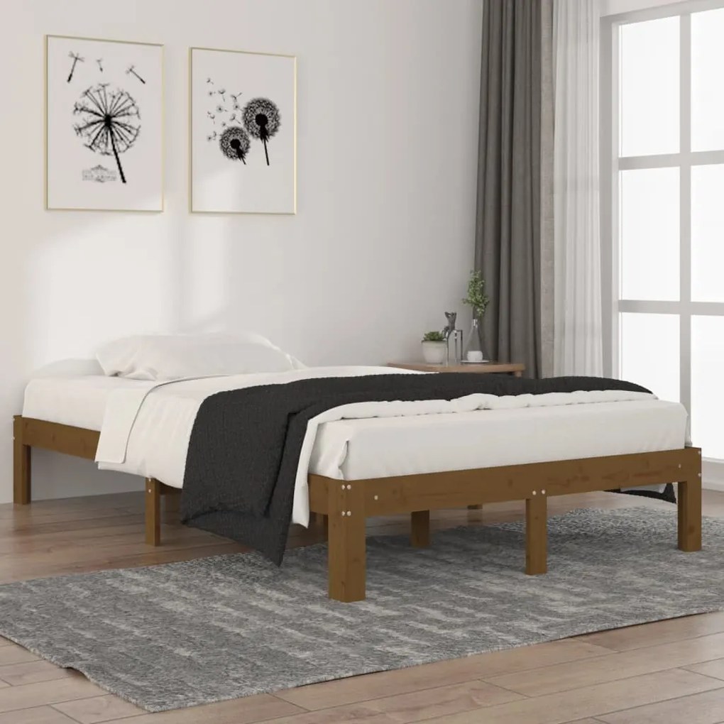 810363 vidaXL Estrutura de cama 120x200 cm madeira pinho maciço castanho mel