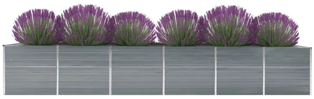 Canteiro elevado de jardim 480x80x77cm aço galvanizado cinzento
