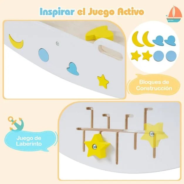 Conjunto triangular 8 em 1 de escalada para bebés com rampa, escada e arco de escalada Montessori de madeira branco