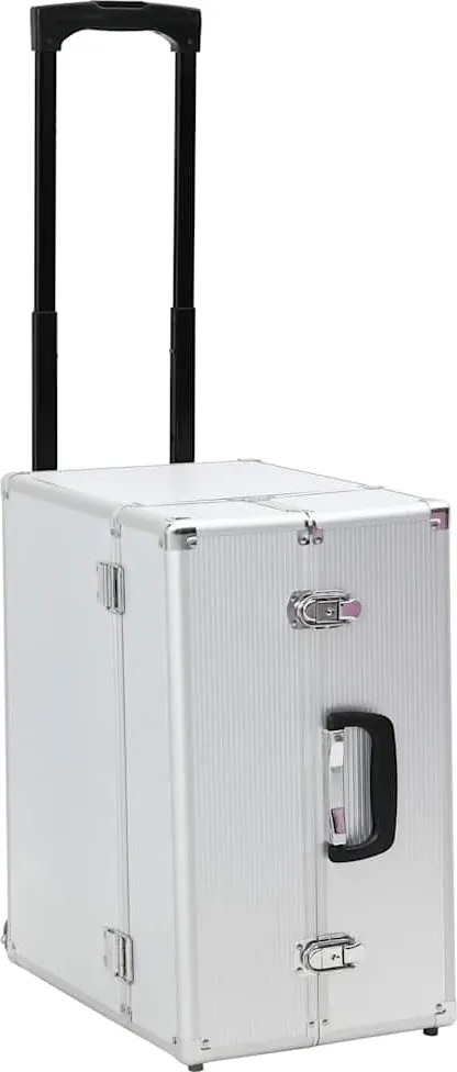 vidaXL Trólei estilo piloto 47x39x27 cm alumínio prateado