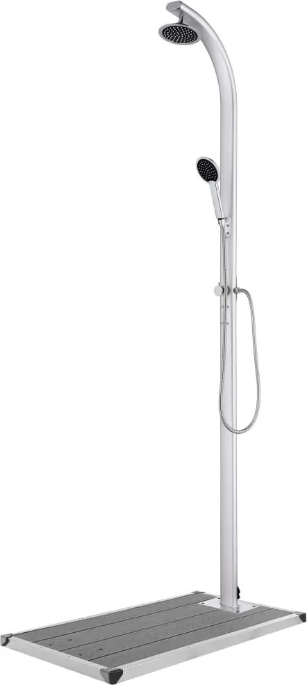 vidaXL Chuveiro de jardim c/ base cinzenta 220 cm alumínio