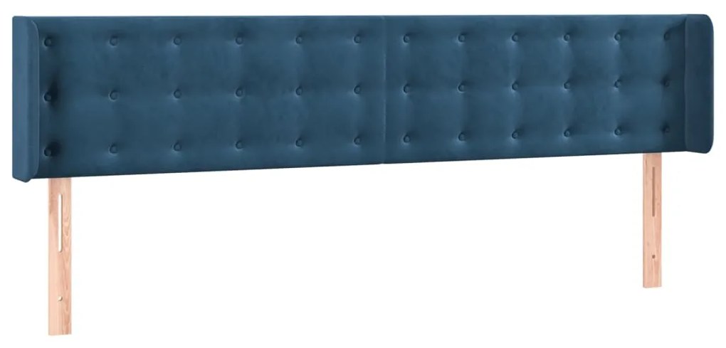 Cabeceira cama c/ luzes LED veludo 183x16x78/88 cm azul-escuro