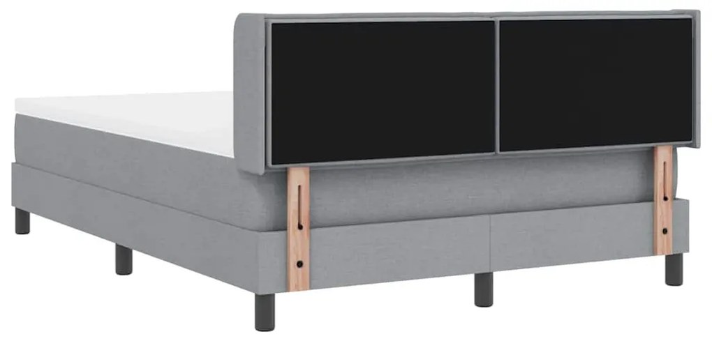 Cama Box Spring com Colchão Cinza Claro, 140 x 190 cm, Tecido
