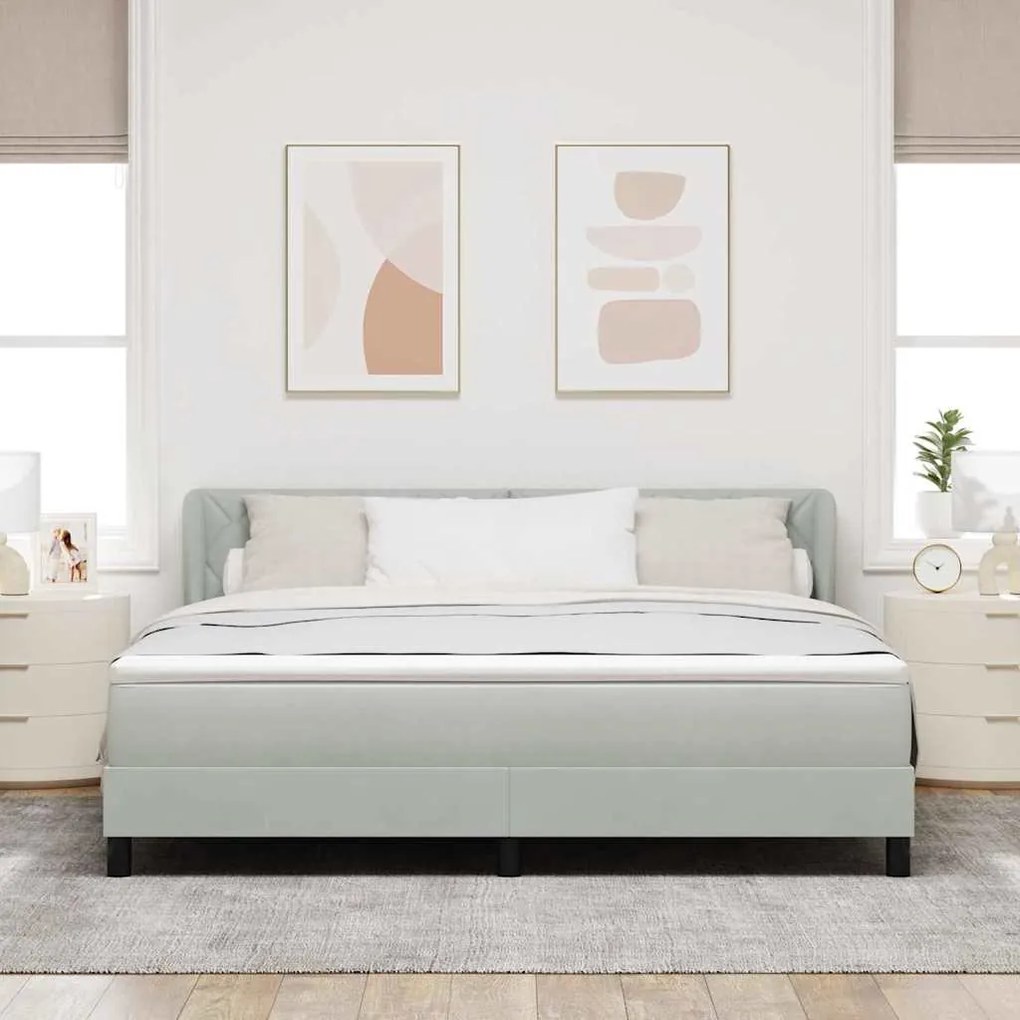 Cama Box com Colchão vidaXL Cinza Claro 180x200 cm em Veludo