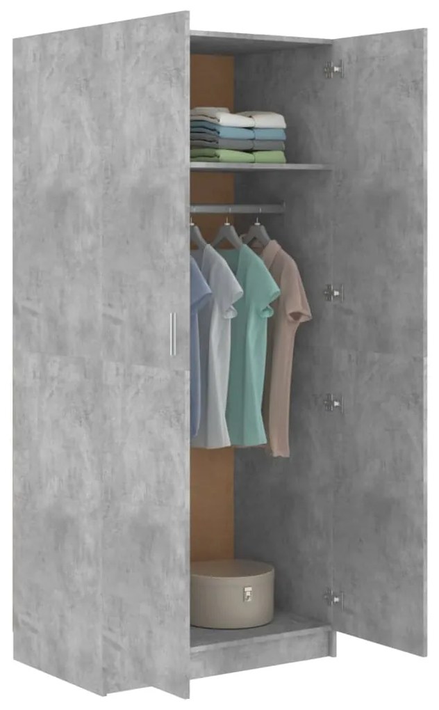 Roupeiro 80x52x180 cm derivados de madeira cinzento cimento