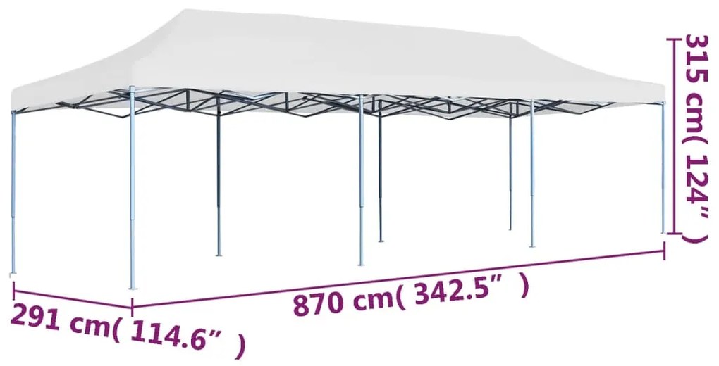 Tenda para festas pop-up dobrável 3x9 m branco