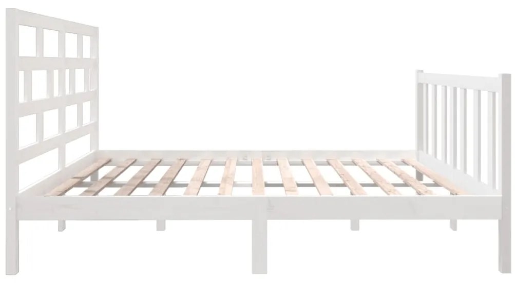 Estrutura de cama 140x190 cm madeira de pinho maciça branco