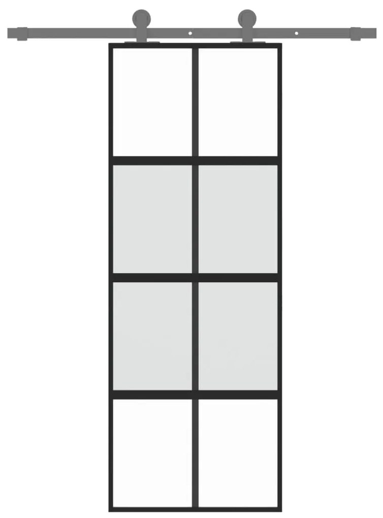 Porta deslizante 76x205 cm vidro temperado e alumínio preto