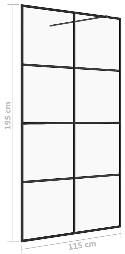 Divisória de chuveiro c/ vidro transparente ESG 115x195cm preto