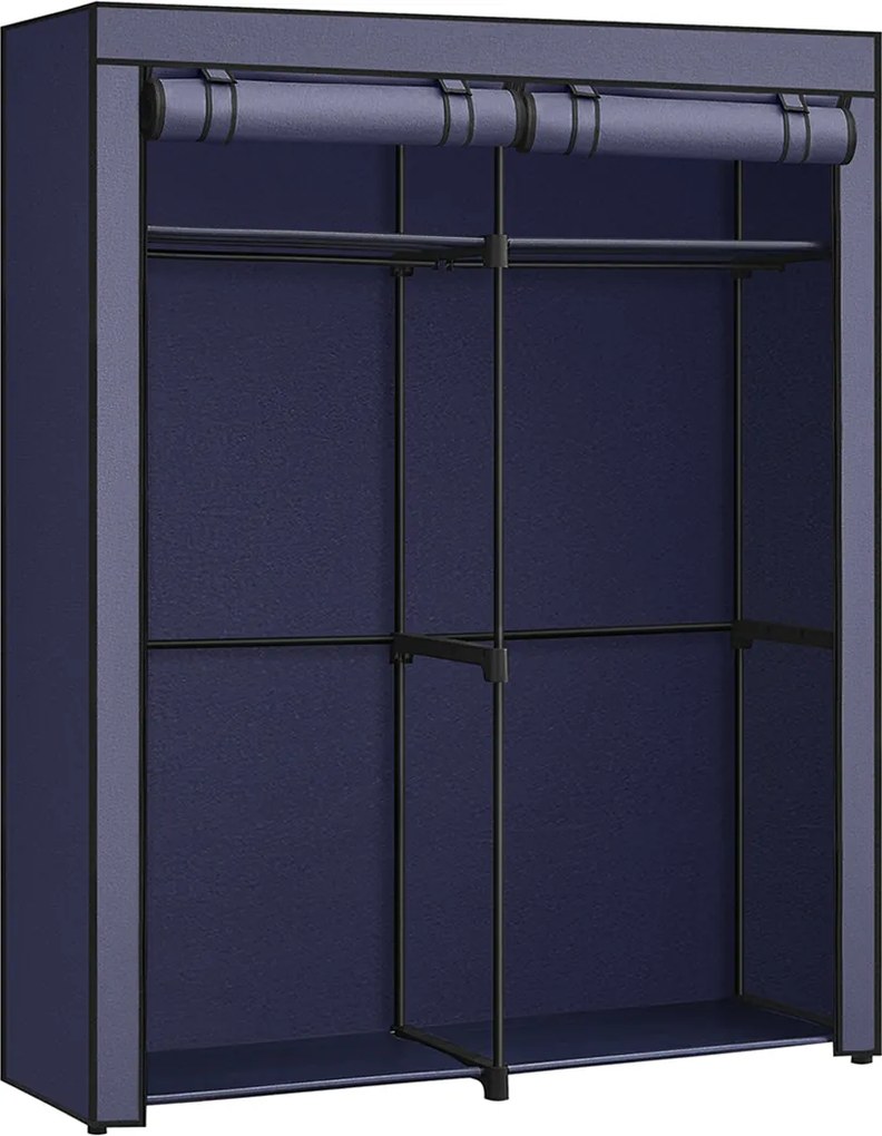 Guarda Roupa em tecido com 2 varões para roupa 43 x 140 x 174 cm Azul escuro