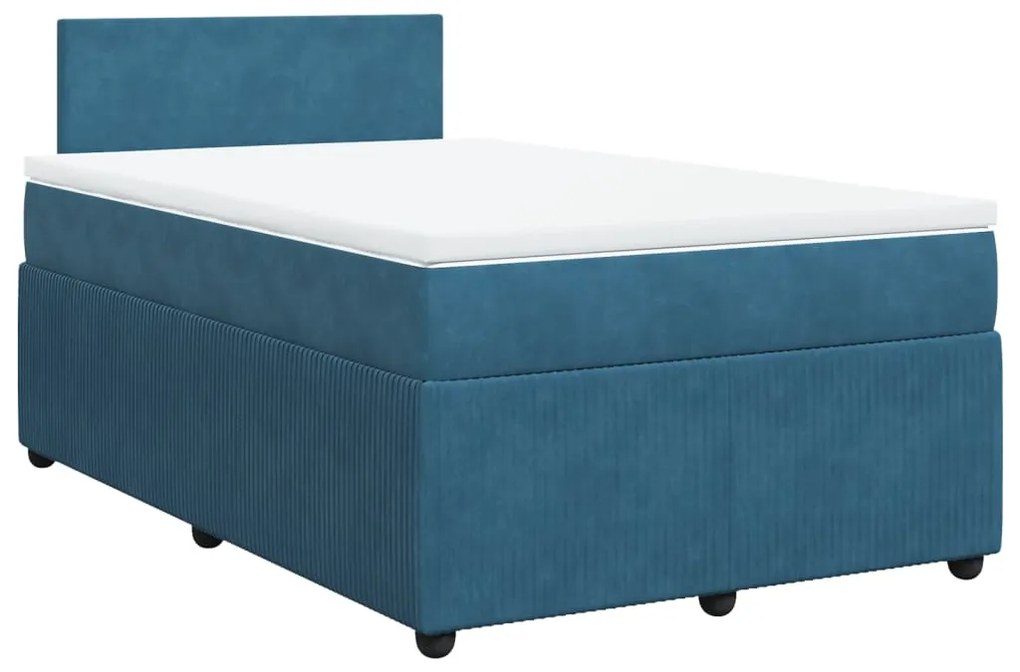 Cama boxspring com colchão 120x200 cm veludo azul