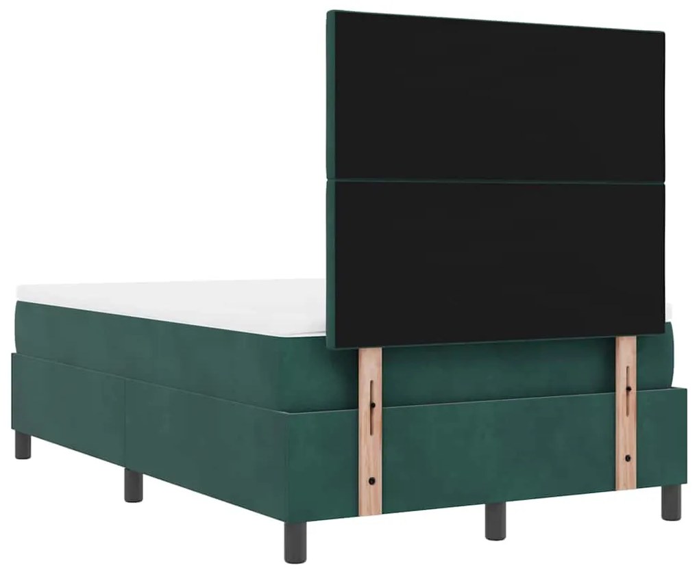Cama Box Spring com Colchão e Banco Verde Escuro 120x190 cm Veludo
