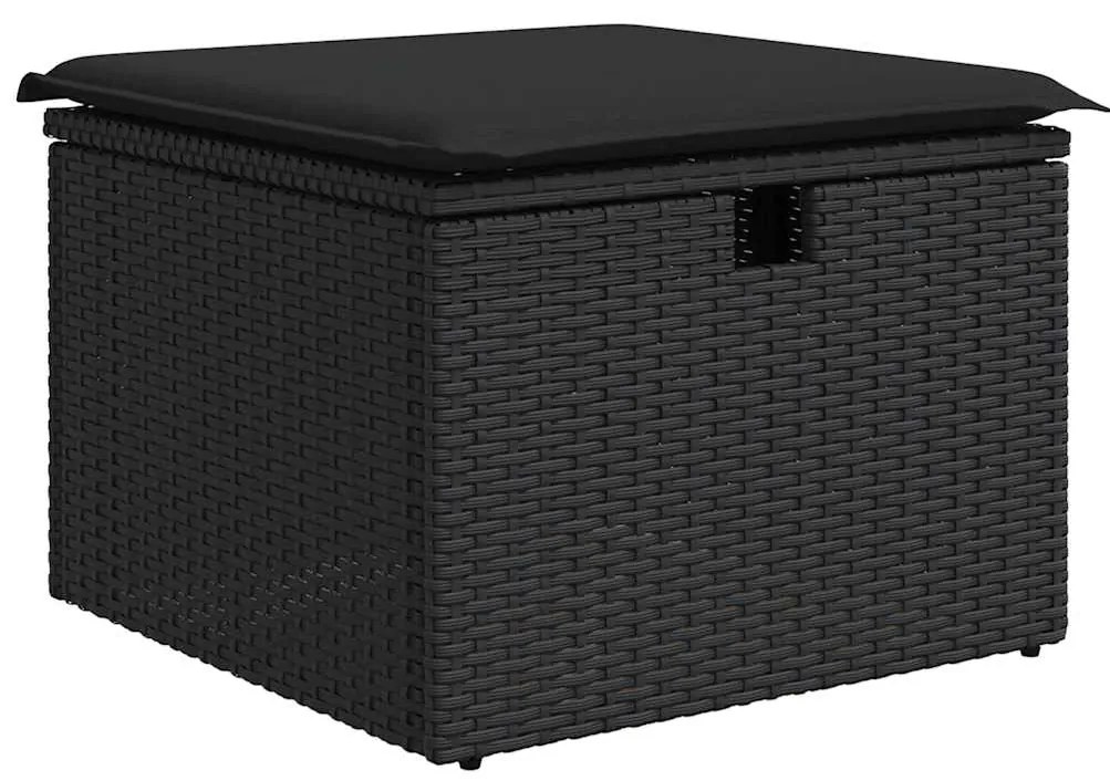 8 pcs conjunto sofás de jardim com almofadões vime PE preto